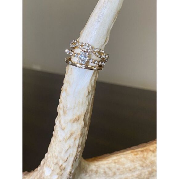 Rose Gold Plated Infinity Eternity Ring Simple Band Ring 3pcs Set Zircon Gemston - Picture 5 of 8